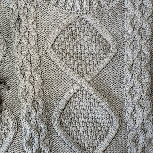Line & Dot Jasper Fringe Sweater XS Gray Cable Knit CottageCore CabinCore NWT - Picture 5 of 10